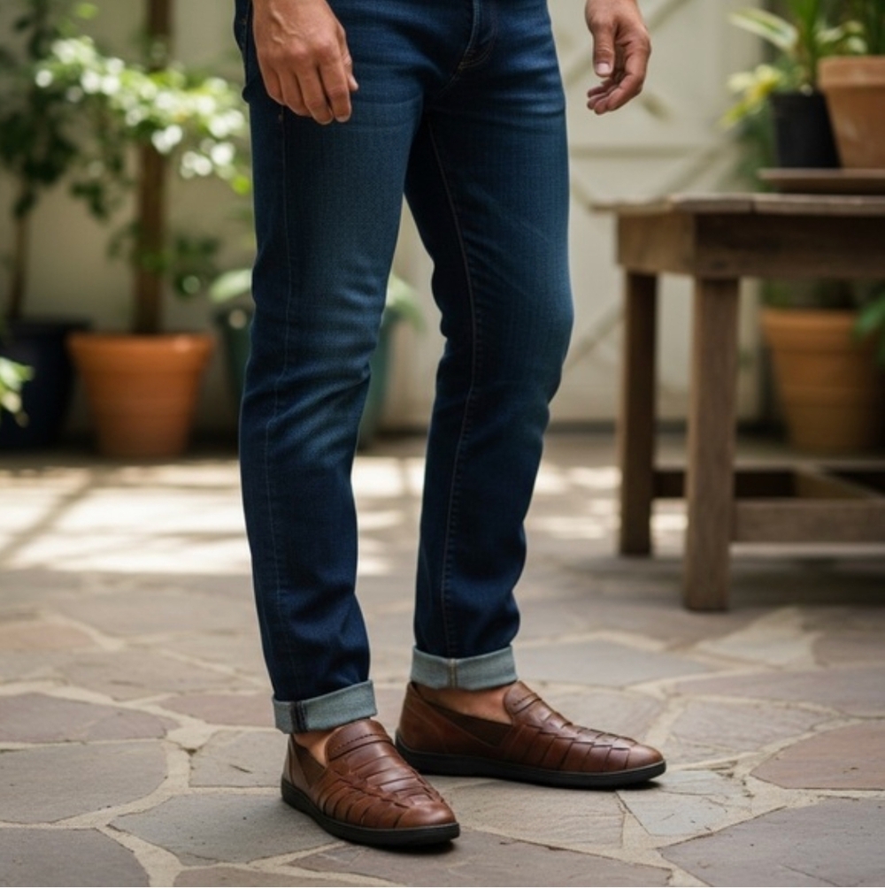 BRAGANO Men’s Italian Brown Leather Straps Slip-On Sandals Size 9M